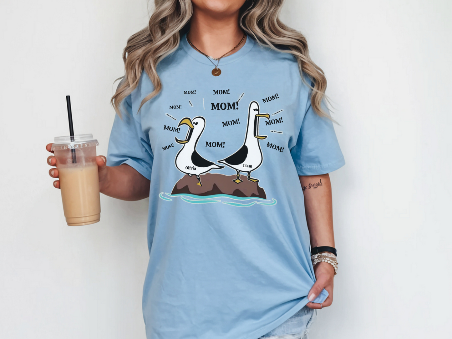 Funny Seagull Racerback Tank Top, Personalized Name Tank, Cute Mom Gift, Lightweight Comfy Top, Ideal for Summer, Casual Wear