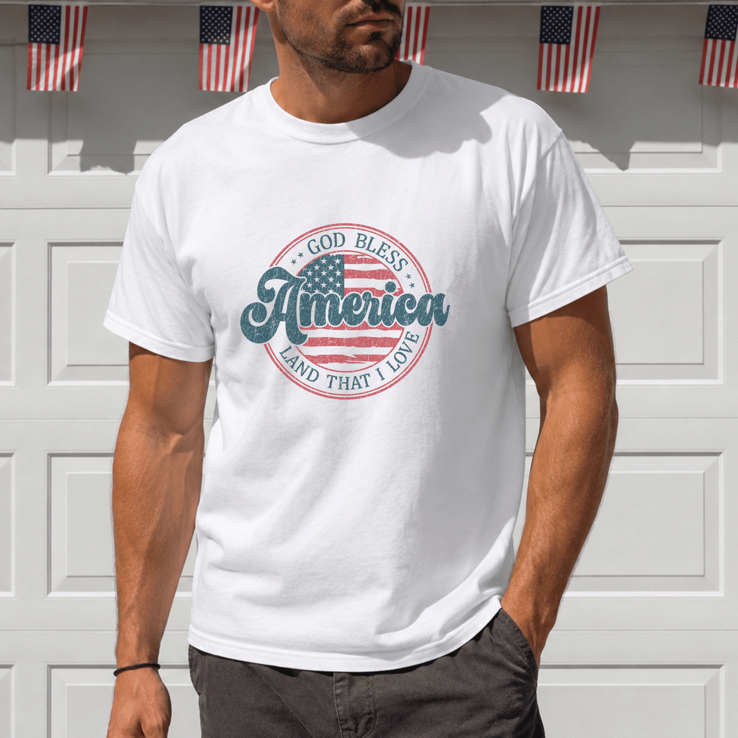 Patriotic God Bless America Shirt, USA Flag Graphic Tee, American Pride T-Shirt, Independence Day Apparel, Gift for Veterans