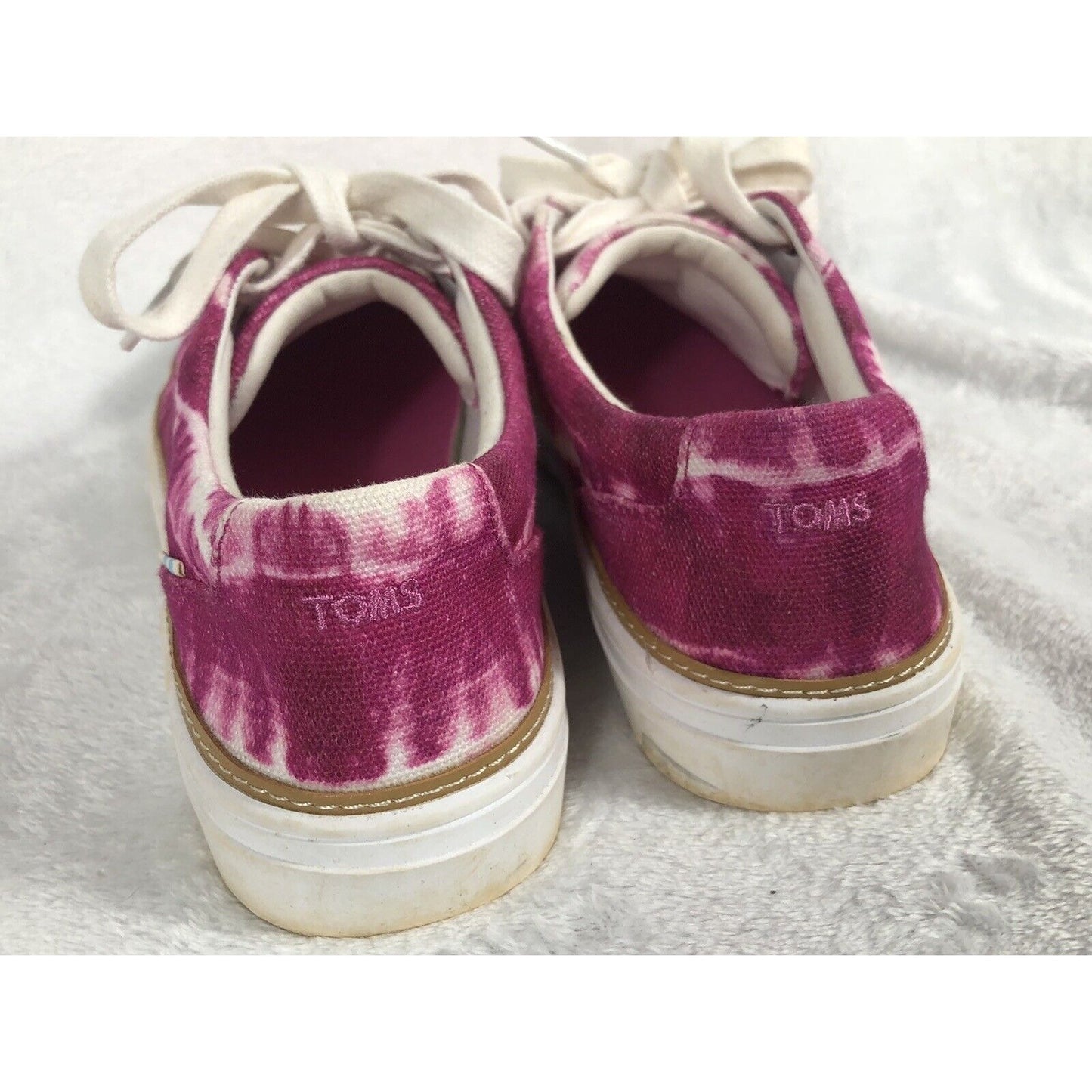 TOMS Shoes Womens 9.5 Pink White Tie Dye Sneakers Casual Canvas Alex
