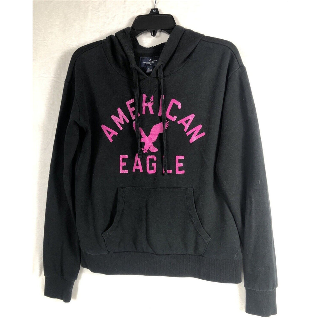 American Eagle Women’s Hoodie Black And Pink Size Small Sweatshirt