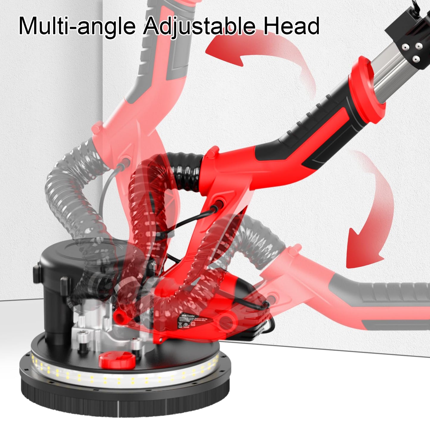 Drywall Sander with Vacuum Attachment, IMQUALI 750W Electric Sander Tool with Extendable Handle, Popcorn Ceiling Removal Tool with 7 Variable Speed 800-1750RPM, LED Light, 12pcs Sanding Discs, I01R