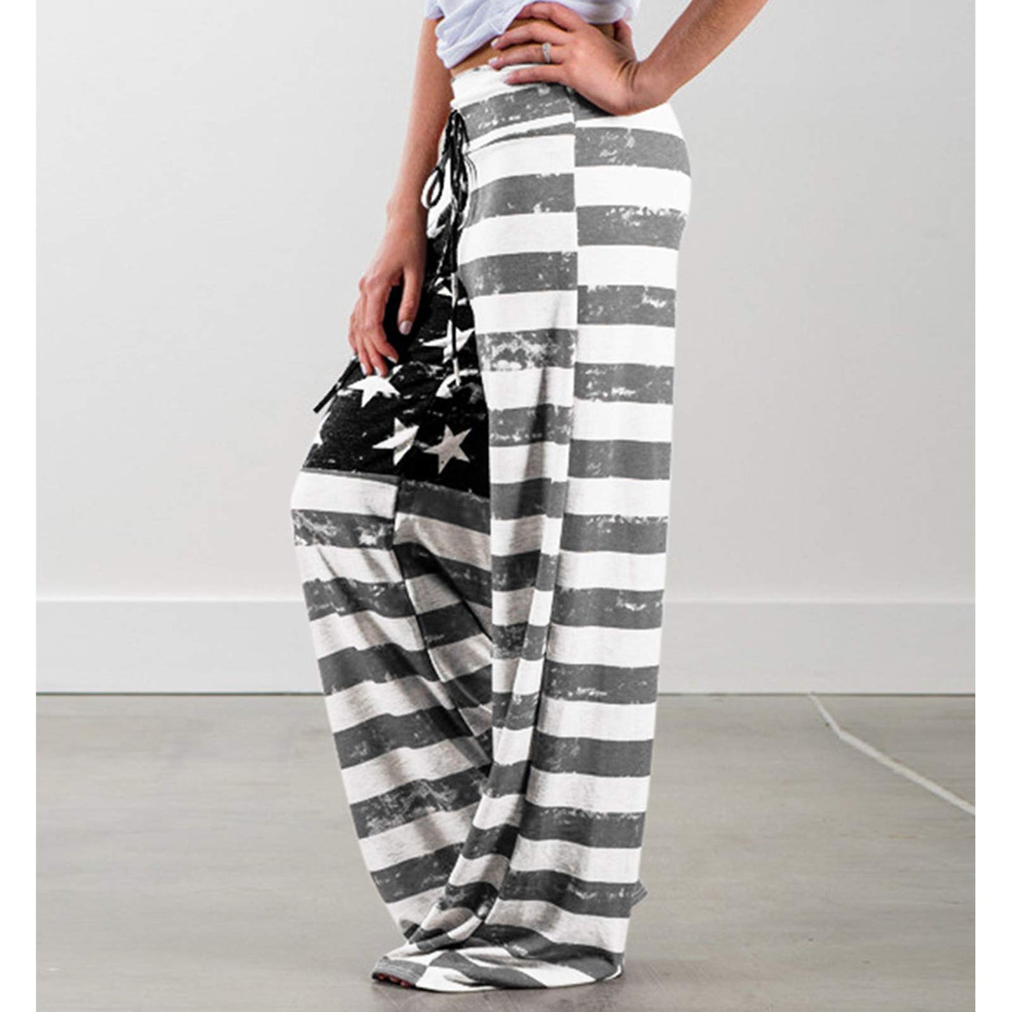 iniber Women's Comfy Pajama Pants Casual Lounge Pant Wide Leg Palazzo Stretch Drawstring Bottoms