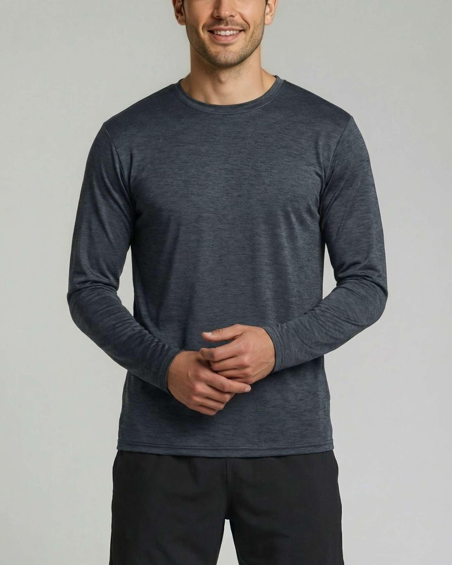 Real Essentials 4 Pack: Mens Long Sleeve Dry Fit T Shirts Hiking Fishing Workout Gym Work Sun UPF 50 Wicking Running Tee, Set 2, Large