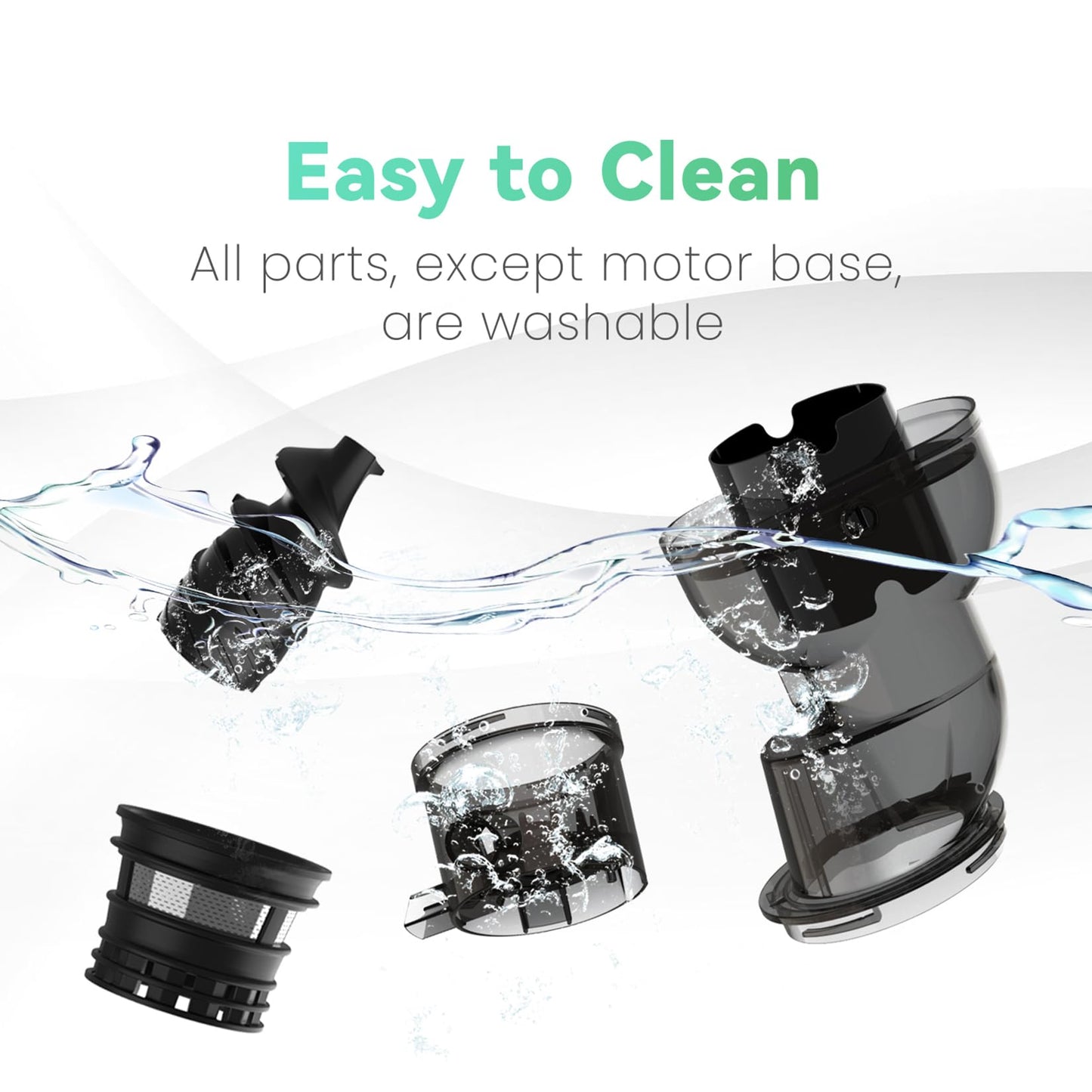 Masticating Juicer Machines, 4.1-inch(104mm) Powerful Slow Cold Press Juicer with Large Feed Chute, Electric Masticating Juicers for Vegetables and Fruits, Easy to Clean with Brush
