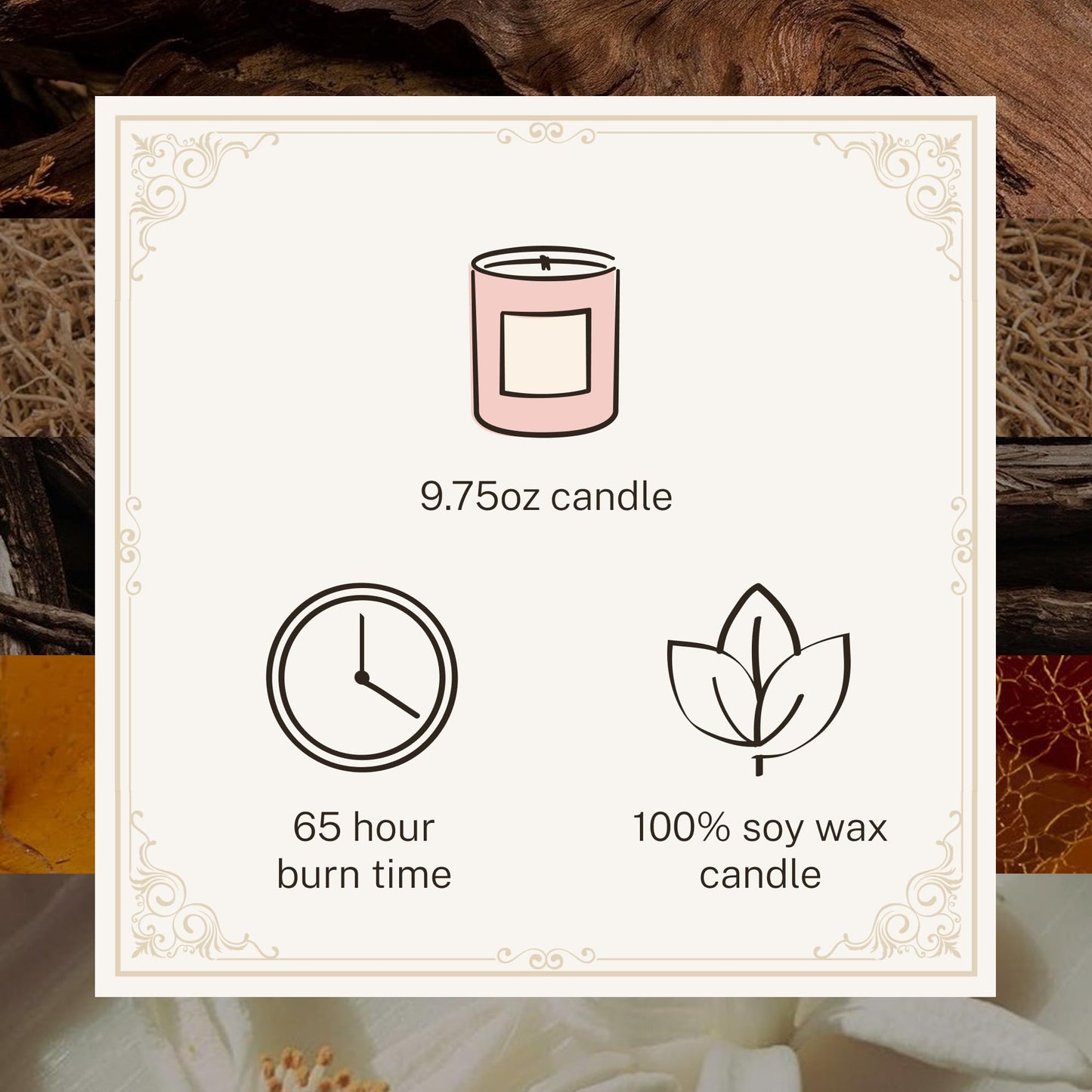 Hotel Lobby Signature Candle – Luxury Hand-Poured 9.75oz Soy Wax with Amber, Cedar, and Musk – Infused with Essential Oils, 65-Hour Burn Time, Reusable Vessel, Clean Burn