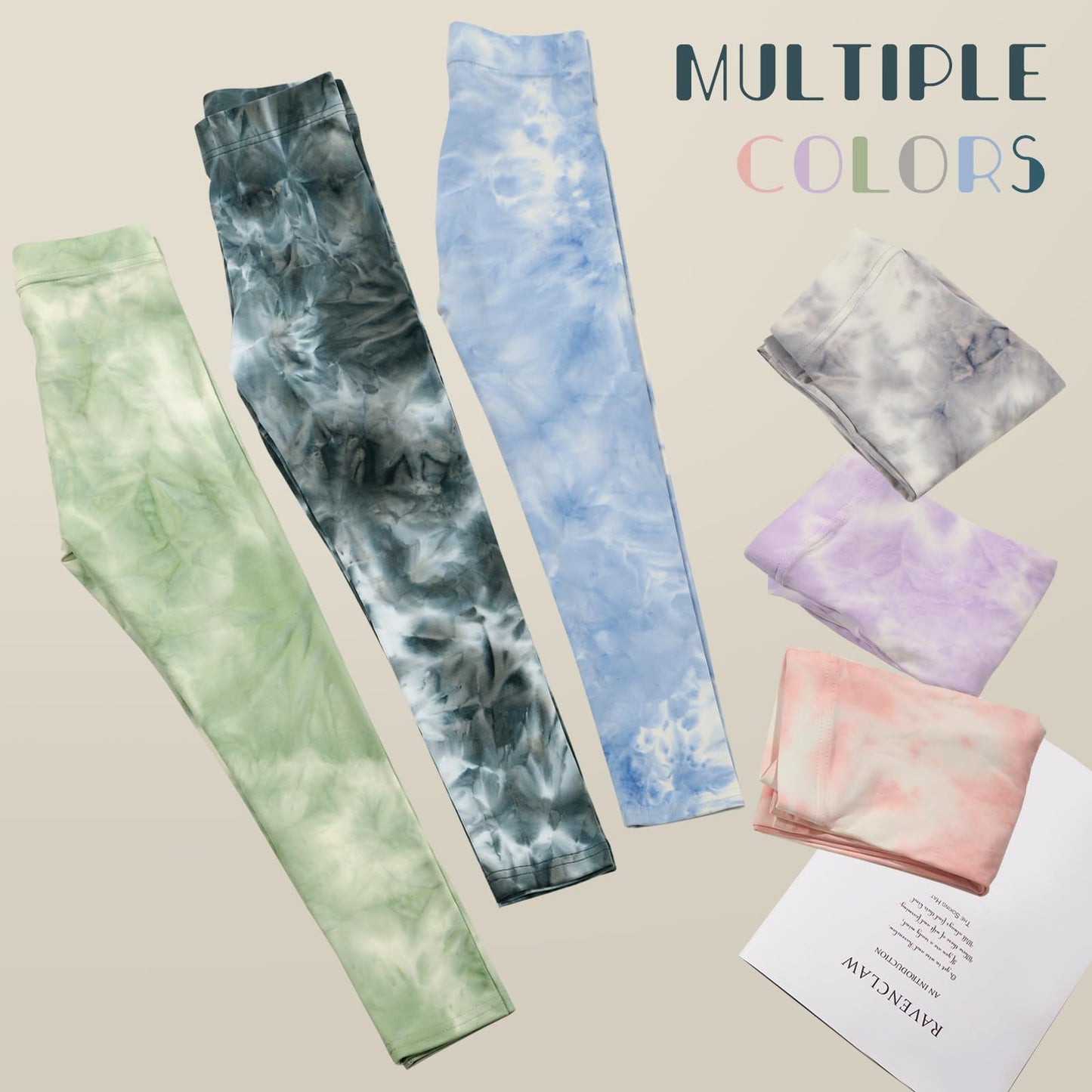 Chicduo 6 Pack Girls Printed Leggings Casual Tie-Dyed Stretchy Yoga Pants for Girls Kids Soft Slim Leggings Multicolor