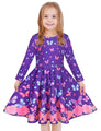 LaBeca Girls Printed Casual Party Dresses Twirly Long Sleeve Dress Butterfly Fall L