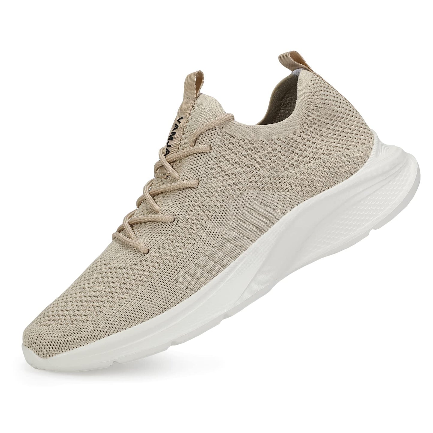 VAMJAM Men's Running Shoes Fashion Sneakers Lightweight Breathable Flying Knitting Lace Up Mesh Walking Shoes Workout Casual Sports Shoes Off White Size 14