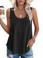VUTRU Womens Tank Tops Sleeveless Eyelet Loose Casual Summer Flowy Square Neck Beach Vacation Clothes 2025 (Black,L)