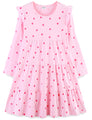 Bumeex Tween Kids Big Girl's Girl Dress Fall Spring Winter Long Sleeve School Cotton Valentines Casual A-Line Dresses Outfits Clothing Clothes Vestido para Niña Pink Heart 10-11 Years
