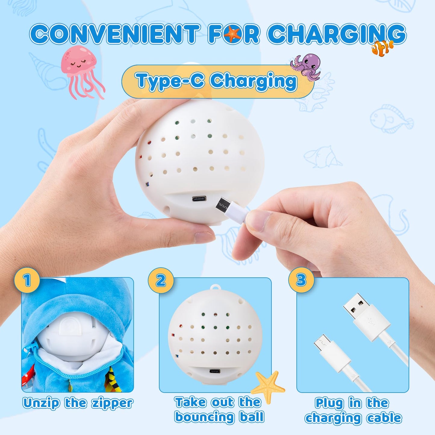 Baby Toys 6-12 Months, Musical Crawling Bouncing Octopus Plush Toys 12-18 Months, 50 Songs & Recording Feature, Interactive Toddler Toys Age 1-2 Tummy Time Toys for 1 Year Old Infant