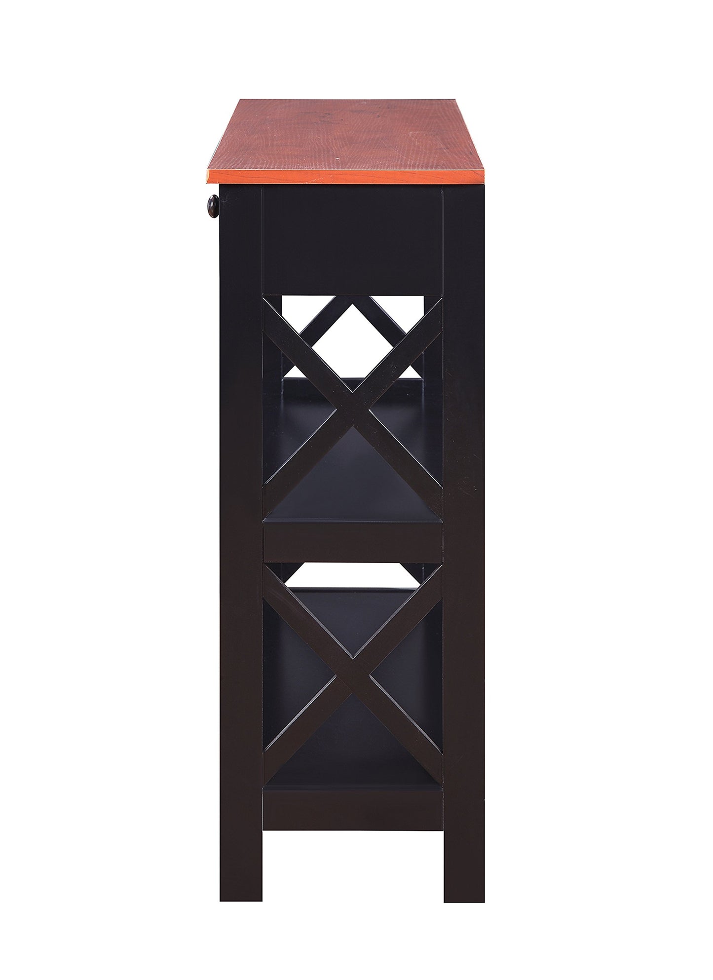 Convenience Concepts Oxford 1 Drawer Console Table with Shelves, Cherry/Black