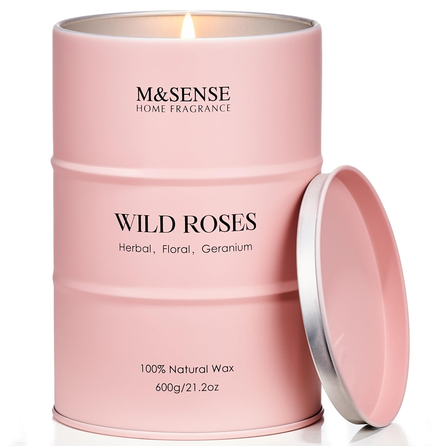M&SENSE Wild Rose Large Natural Scented Candle, 120 Hours Long Lasting Soy Candles 21.2oz, Stress Relief Luxury Aromatherapy Candles for Women, Romantic Candle Valentines Day Gifts for Her