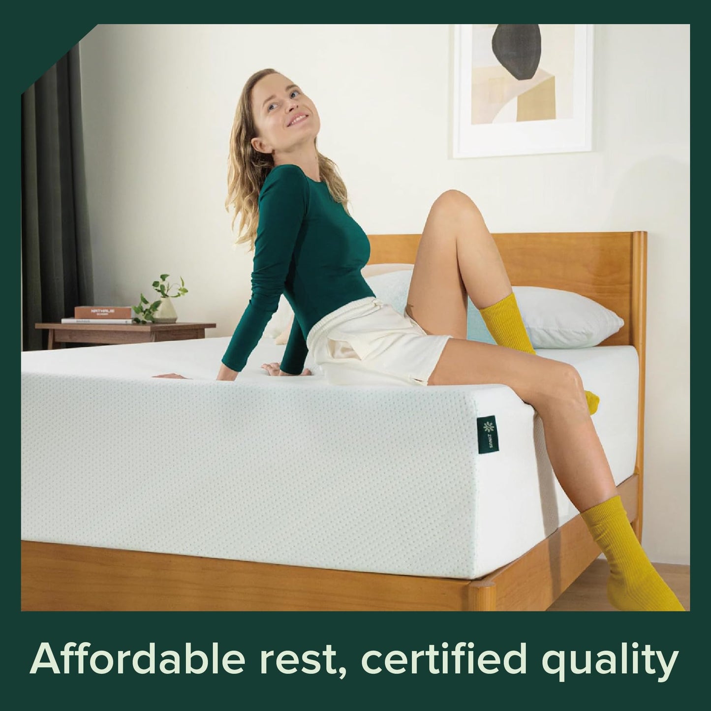 Zinus 14 Inch Queen Green Tea Memory Foam Mattress, Fiberglass Free, Medium Firm Feel, Zoned Pressure Relief, Certified Safe Foams & Fabric, Mattress in A Box