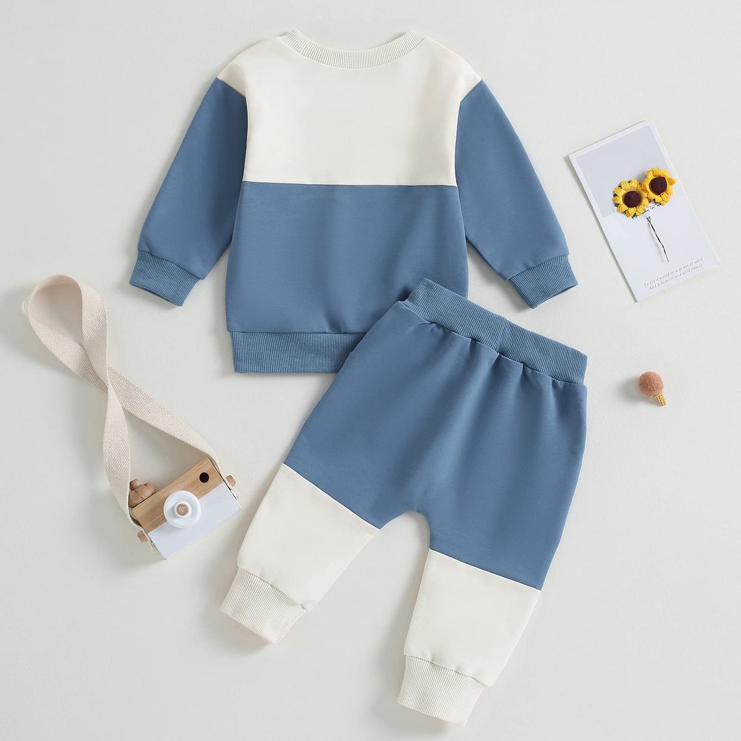 farrubbyine8 Newborn Baby Boy Clothes Set 2pcs Long Sleeve Top and Pants Suit Toddler Baby Fall Winter Clothes (C Blue, 0-6 Months)
