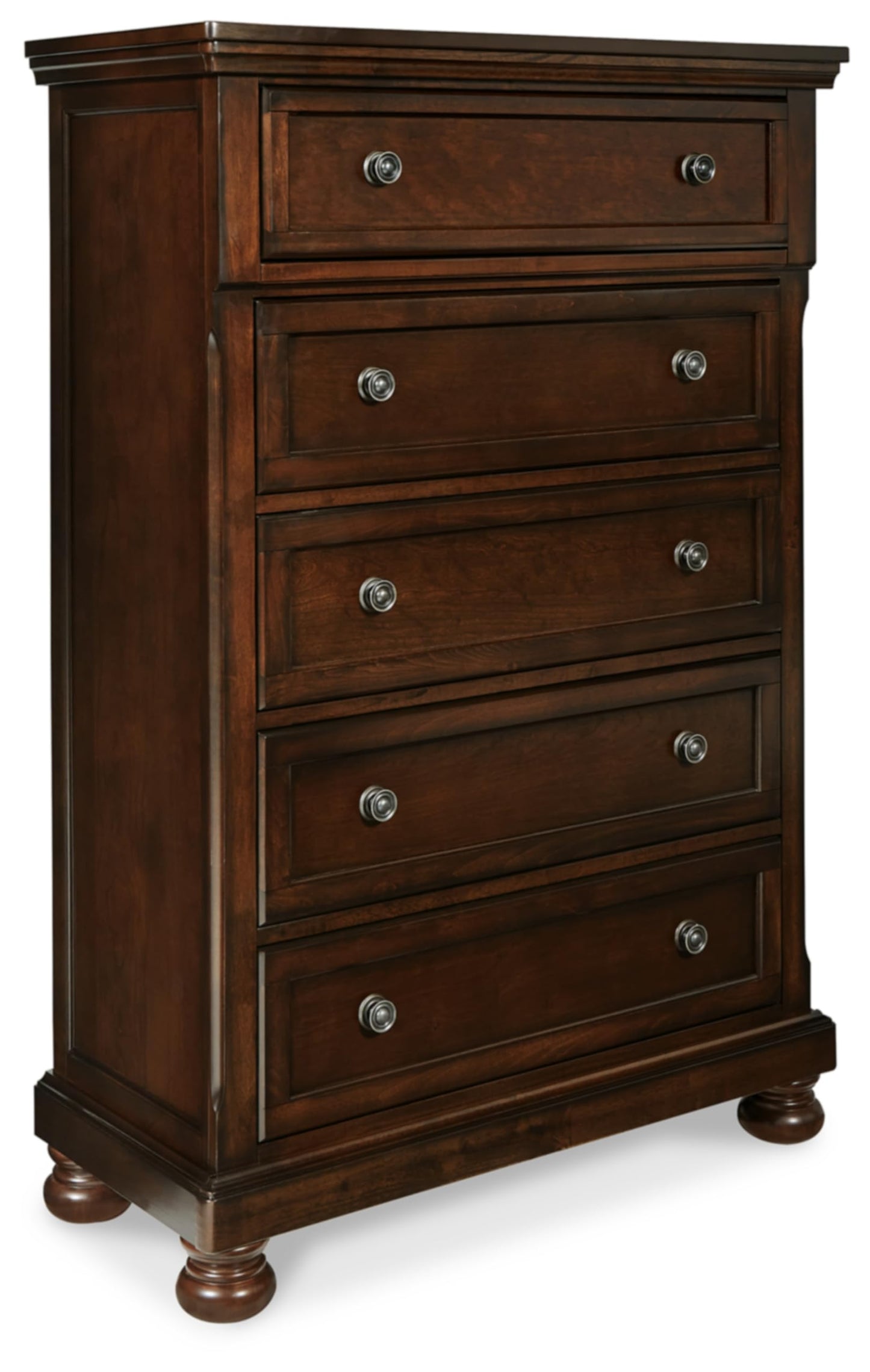 Signature Design by Ashley Porter Traditional 5 Drawer Chest of Drawers, Dark Brown