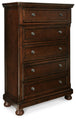 Signature Design by Ashley Porter Traditional 5 Drawer Chest of Drawers, Dark Brown