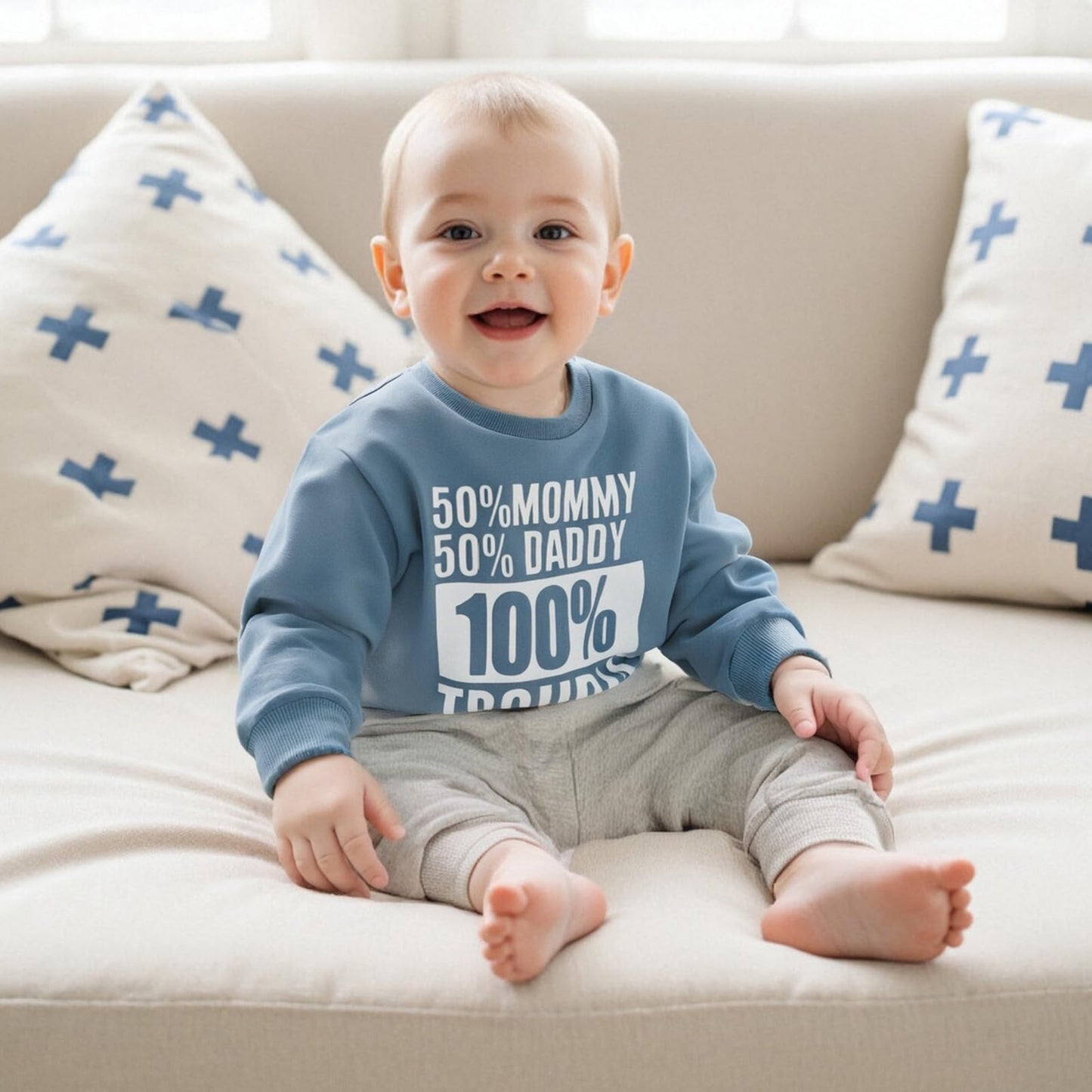 Fernvia Toddler Baby Boy Fall Clothes 2T 3T 4T Letter Print Crew Neck Long Sleeve Sweatshirt Pants 2 Pcs Outfits (B-Blue, 2-3T)