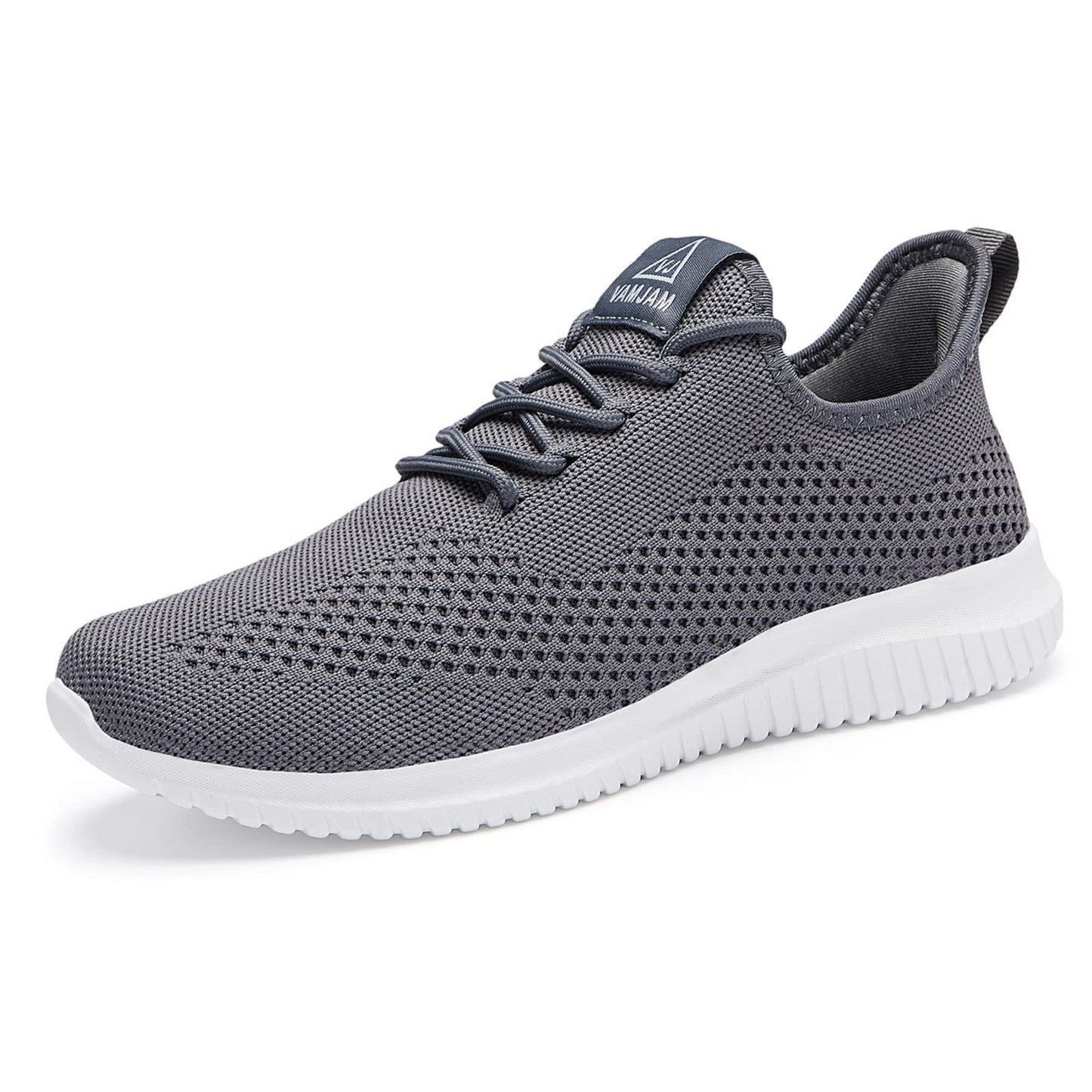 VAMJAM Men's Running Shoes Ultra Lightweight Breathable Walking Shoes Non Slip Athletic Fashion Sneakers Mesh Workout Casual Sports Shoes Grey Size 12.5