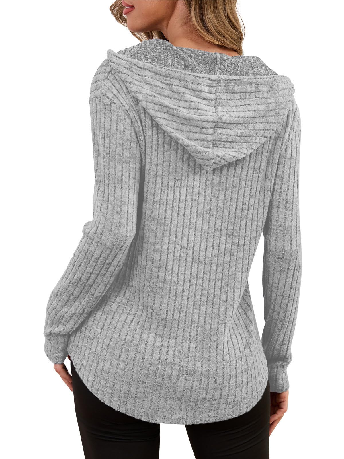 Womens Tops Early Fall Fashion Must Haves 2025 Long Sleeve Shirts Christmas Sweaters for Women Comfiest Airport Outfits Casual V Neck Hoodies Moms Trendy Winter Sweatshirts Clothing Light Gray L