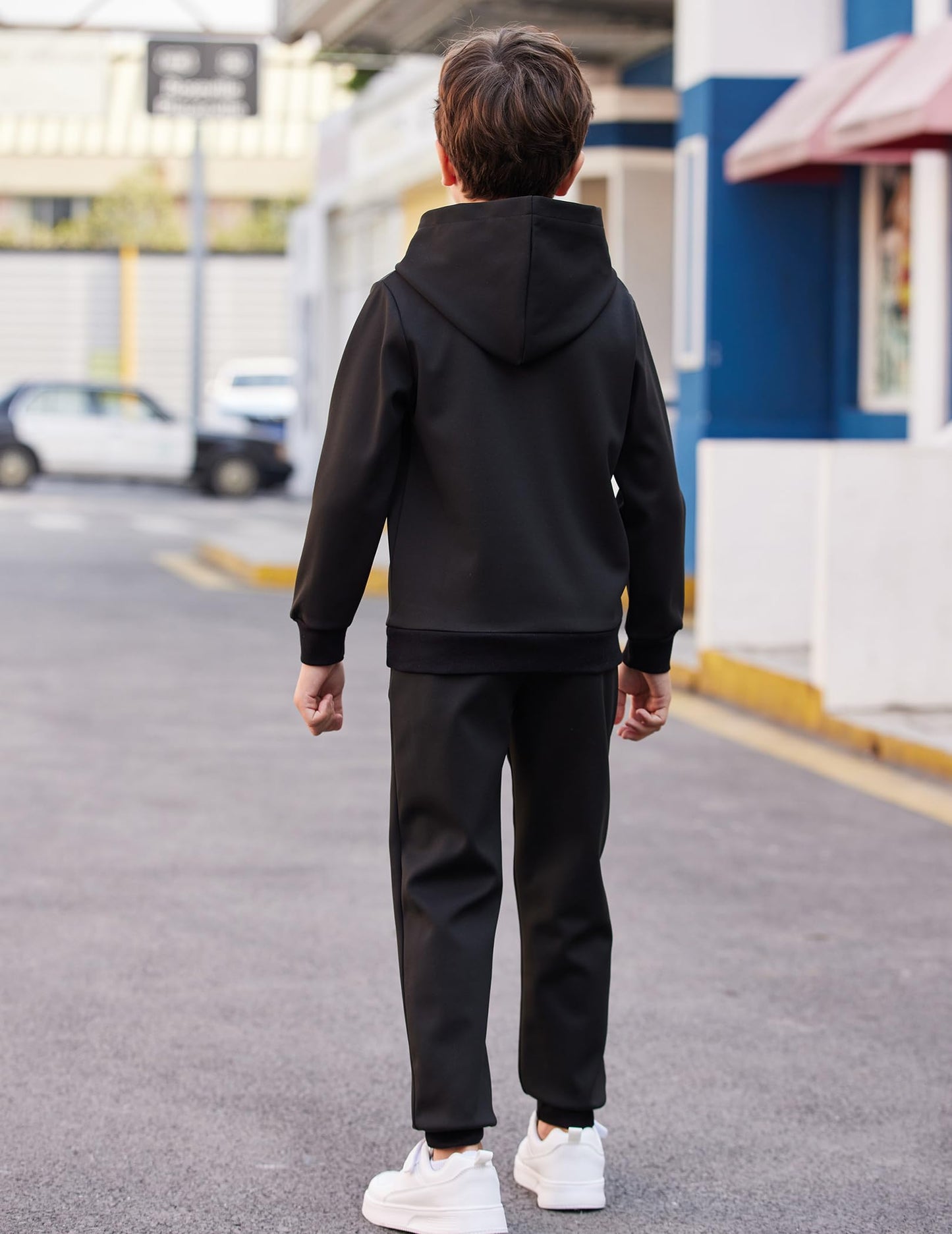 Arshiner 2 Piece Outfit Boys Pullover Hoodies Sweatshirt Suit For Kids Tracksuit Set Black