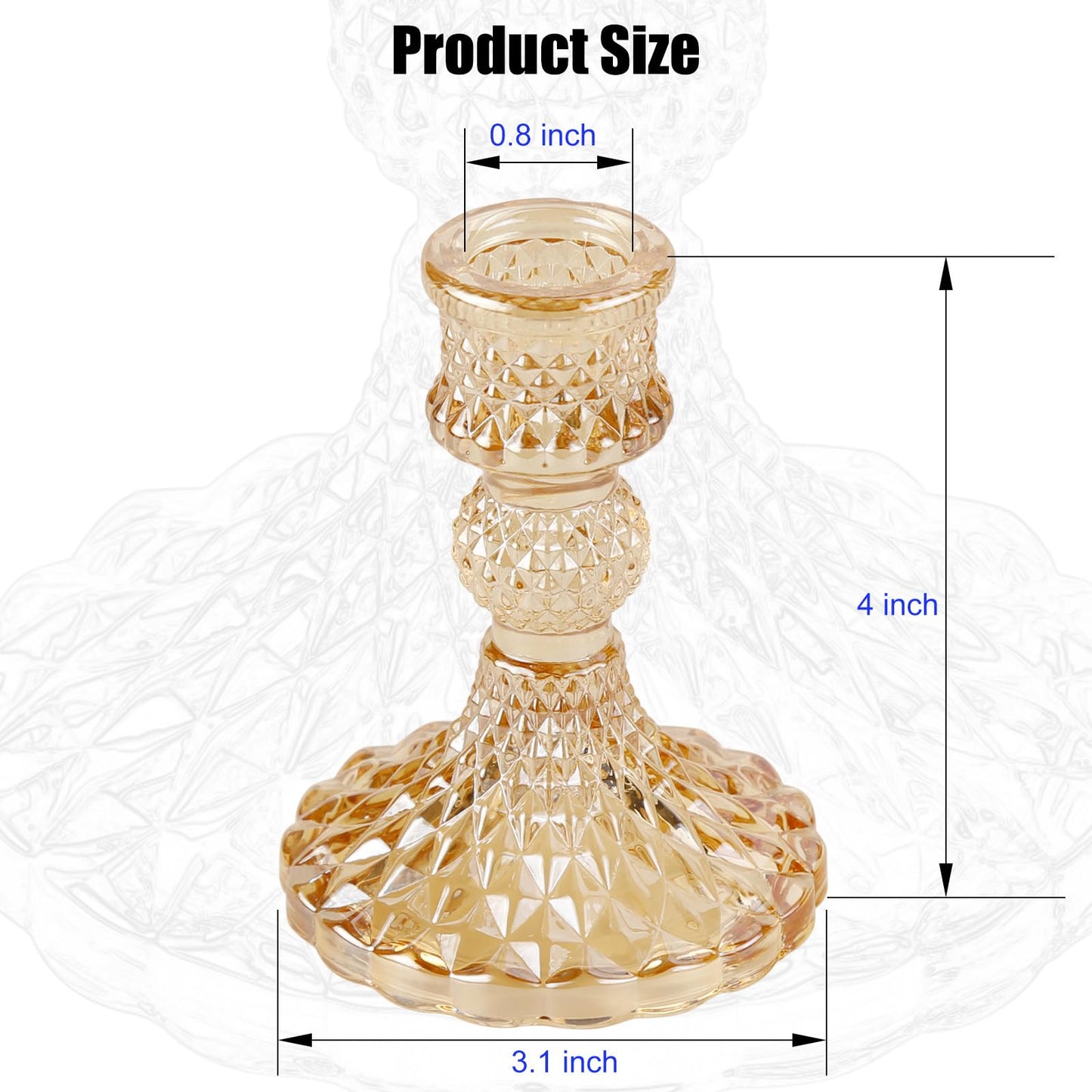 Taper Glass Candle Holder - Tables Candlestick Holders for Wedding Decor, Coffee Table Decor, Candle Stick Candle Holder for Bathtub Tray