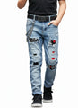 Boy's Skinny Fit Ripped Destroyed Distressed Stretch Slim Jeans Pants