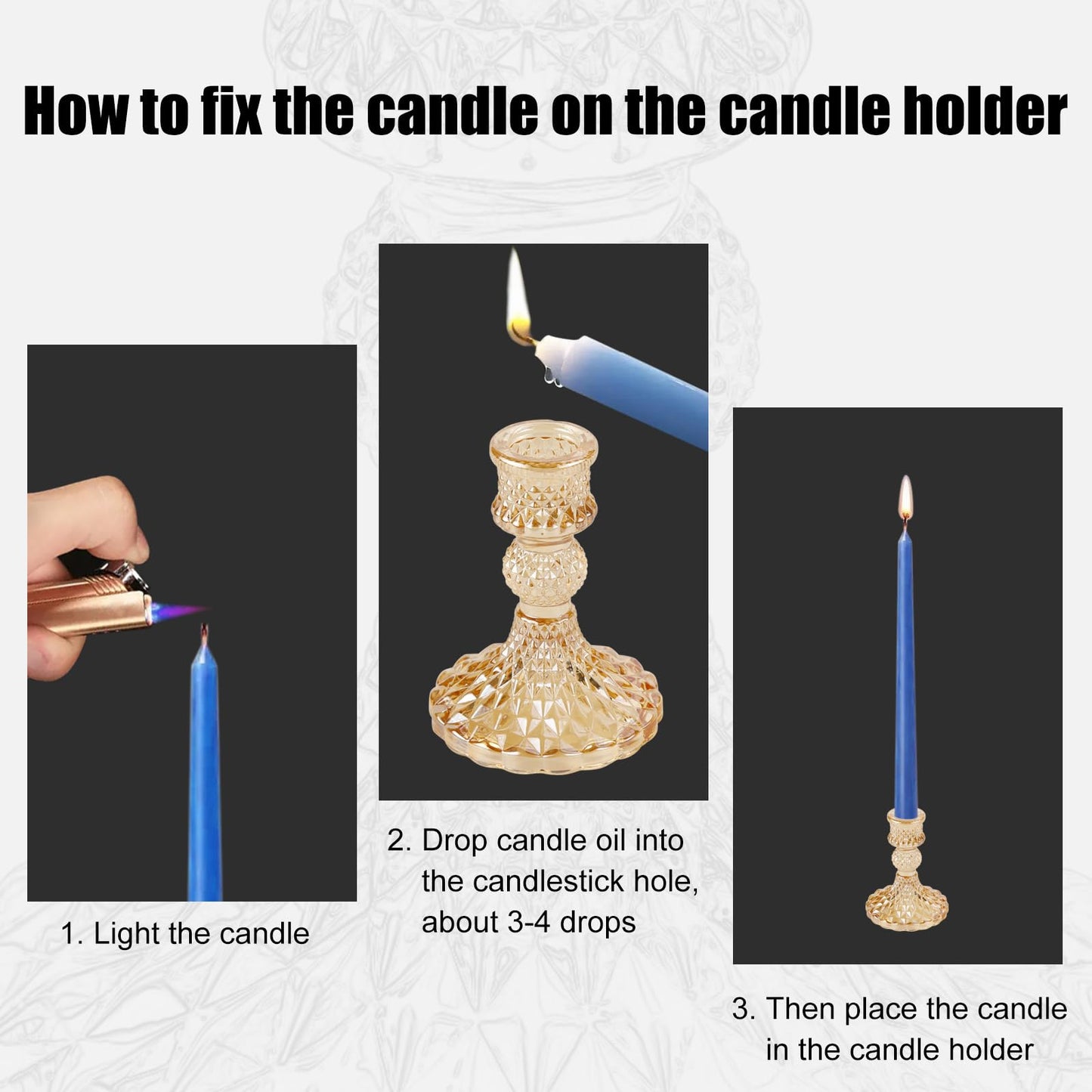 Taper Glass Candle Holder - Tables Candlestick Holders for Wedding Decor, Coffee Table Decor, Candle Stick Candle Holder for Bathtub Tray