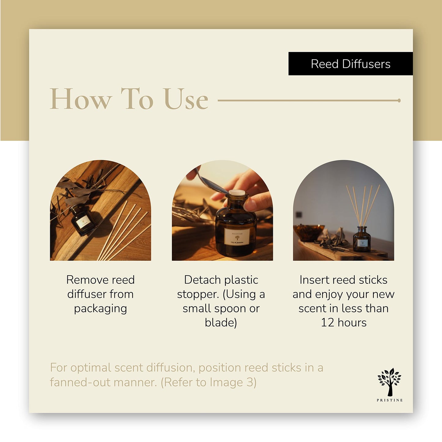 PRISTINE Himalayan Tea/Inspired by Westin Hotel Reed Diffuser for Home | Fresh Bergamot/White Tea Room Fragrance Reed Diffusers, Oil & Room Diffusers with Reed | Home Fragrance Scent Diffuser, 6 Oz