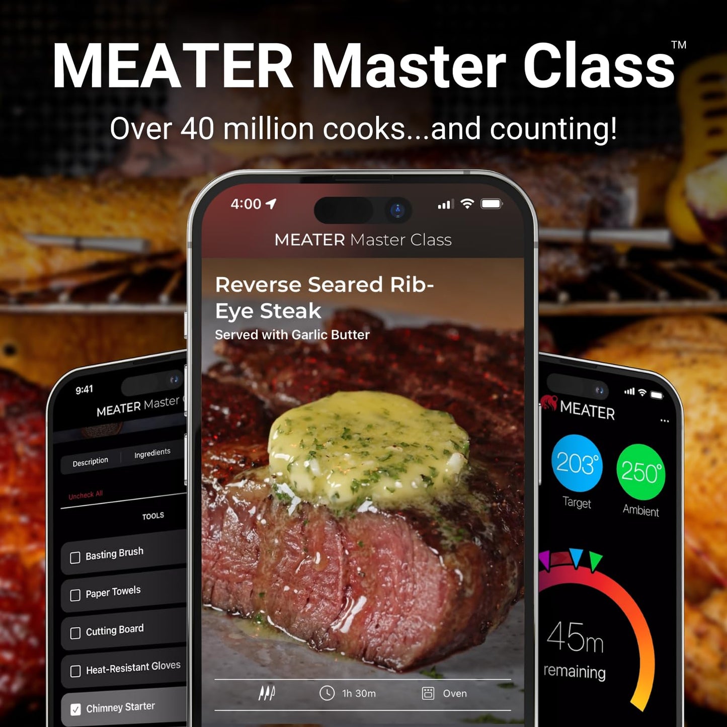 [New] MEATER 2 Plus: Open Flame Grilling 1000°F, Wireless Smart Meat Thermometer, Extra Long Bluetooth Range, 100% Waterproof, Multi Sensors, Lab-Certified Accuracy, for BBQ/Grill/Oven/Air Fryer