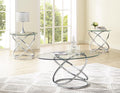 Bernards Atomic 3 Pk Metal Set Occasional Tables, Silver