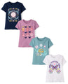 The Children's Place,Female,Assorted Everyday Short Sleeve Graphic T-Shirts,multipacks,Butterflies/Magic/Positive Vibes 4-Pack,Medium