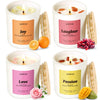 AOOVOO Energy Candles Set for Women - 4 Pack Candles for Home Scented, 28 oz 200 Hour Burn, Aromatherapy Candle with Crystals, Laughter Red Quartz/Love Rose Quartz/Joy Citrine/Passion Red Agate