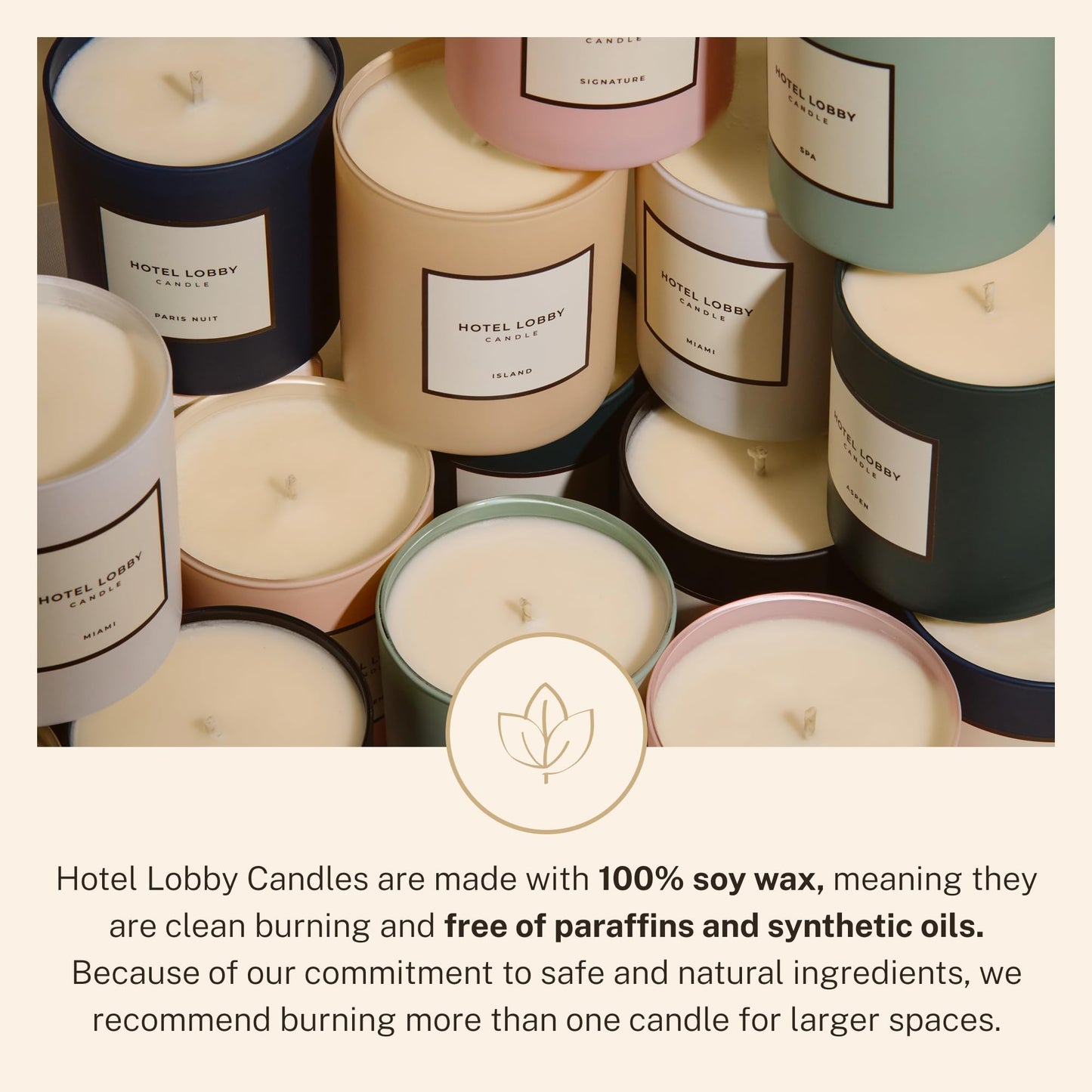 Hotel Lobby Signature Candle – Luxury Hand-Poured 9.75oz Soy Wax with Amber, Cedar, and Musk – Infused with Essential Oils, 65-Hour Burn Time, Reusable Vessel, Clean Burn