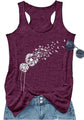 Womens Vintage Dandelion Graphic Racerback Tank Tops Summer Beach Vacation Tank Tops Funny Printed Workout Tanks Vest (Purple2, L)