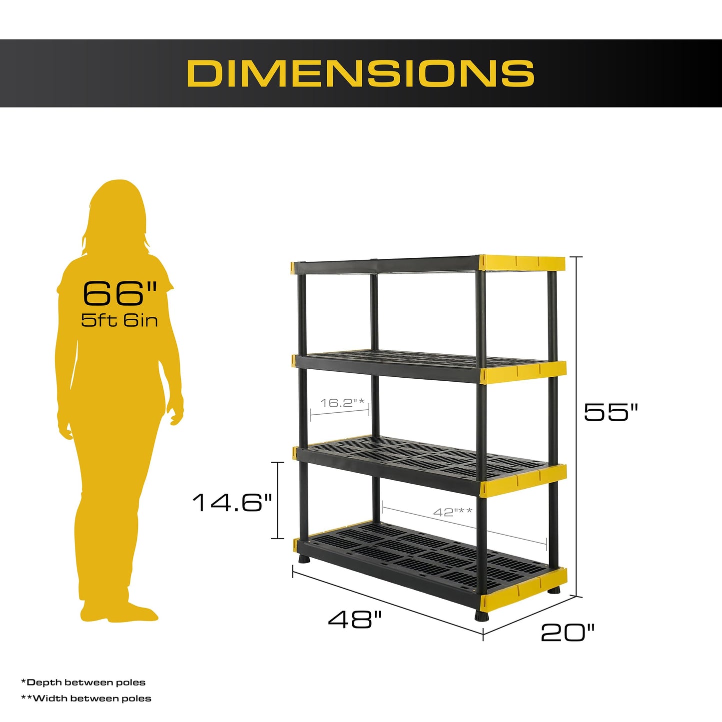 CX Black & Yellow, Shelving Unit and Heavy Duty Storage Containers, Extremely Durable (Shelf + 27 Gallon Container (8-Pack)), for Garage, Warehouse & Seasonal Storage