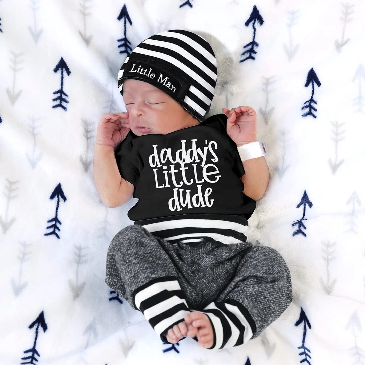 Aoswep Newborn Infant Baby Clothes Short Sleeve Romper + Pants + Hat 3PCS Outfits Set