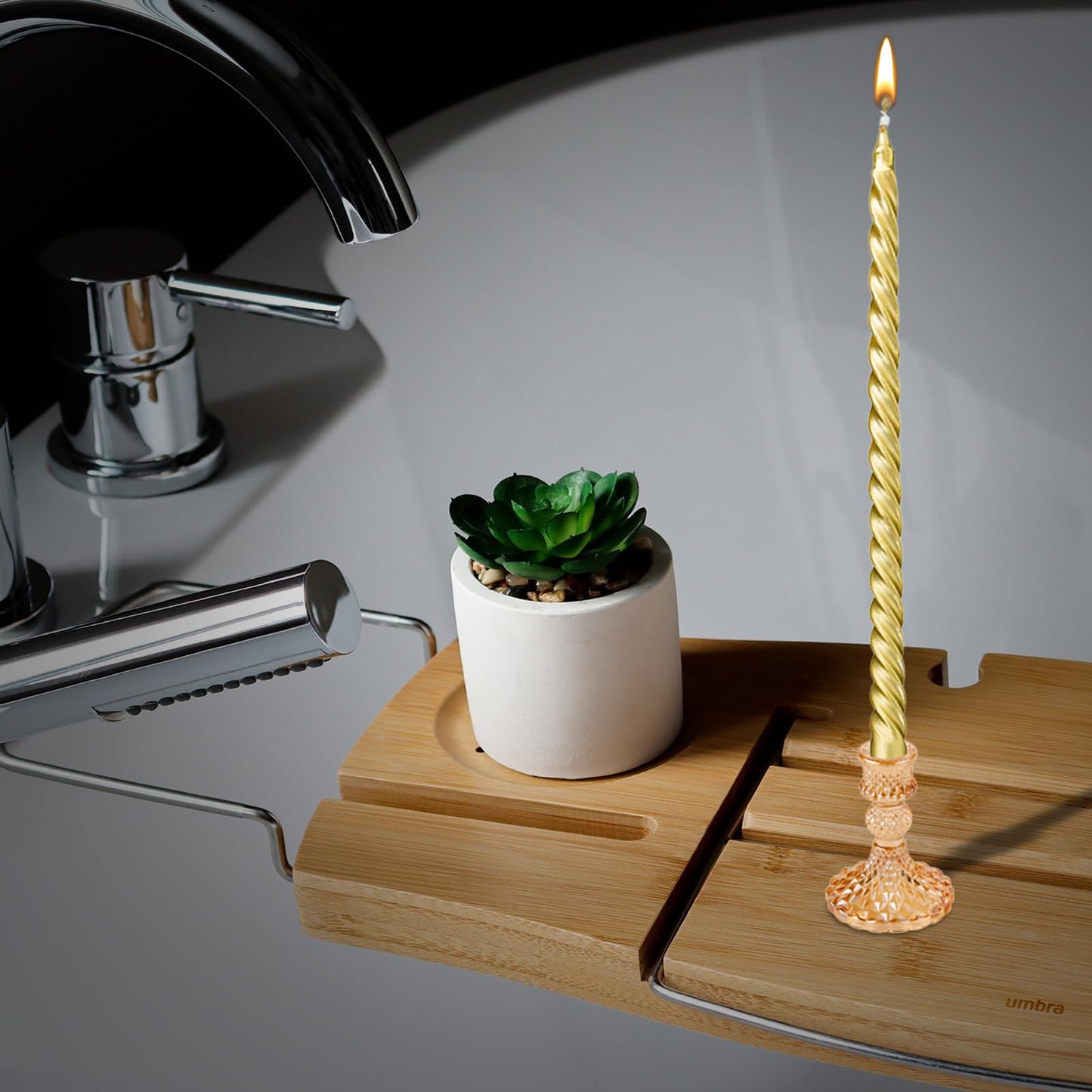 Taper Glass Candle Holder - Tables Candlestick Holders for Wedding Decor, Coffee Table Decor, Candle Stick Candle Holder for Bathtub Tray