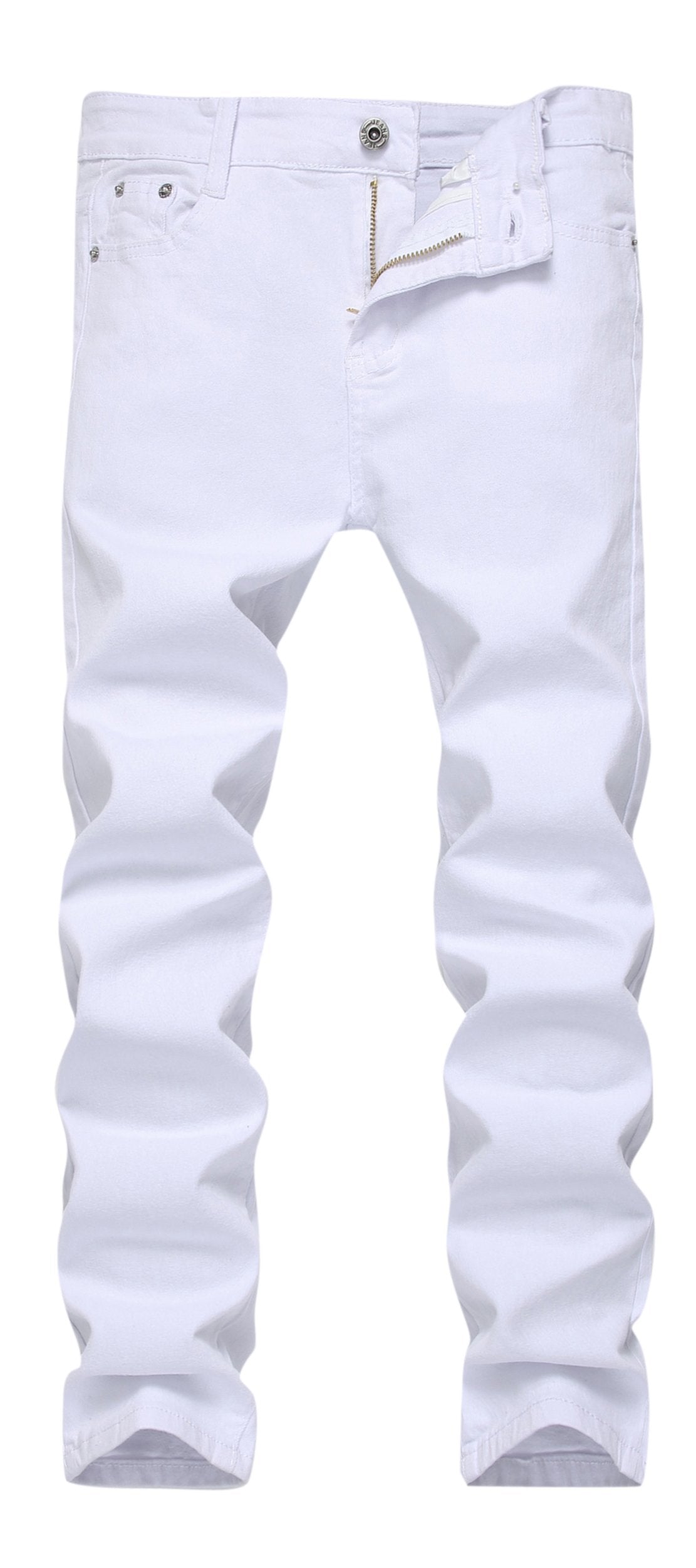 Boy's White Skinny Fit Stretch Slim Straight Fashion Jeans Pants,White,12 Slim