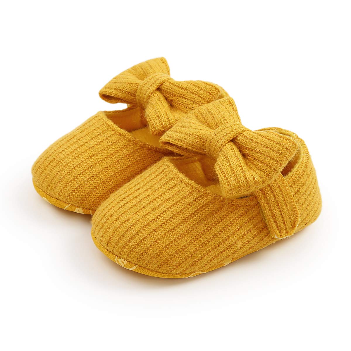 GDSDYM Baby Girls Mary Jane Flats with Bowknot Princess Wedding Dress Shoes Soft Newborn Infant Crib First Walker Prewalker
