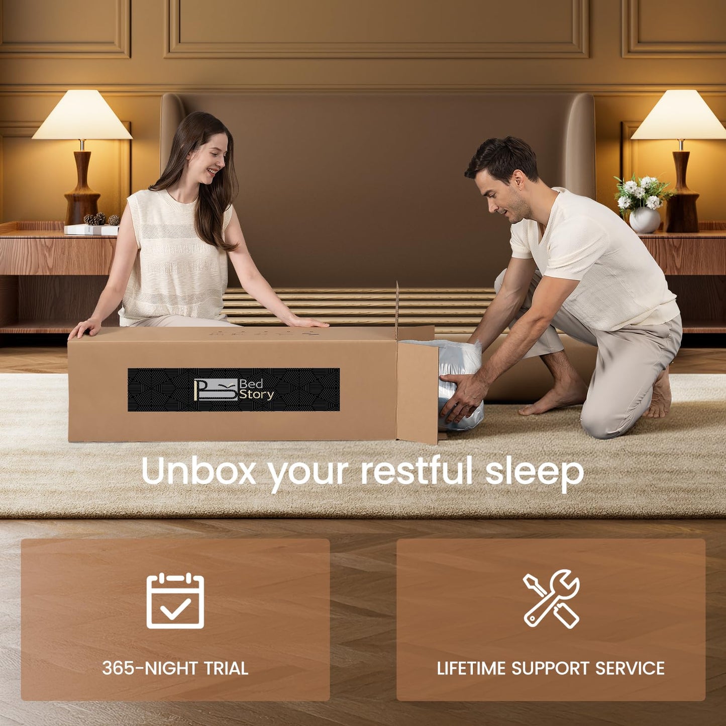 BedStory Extra Firm King Size Mattress, 14 Inch Hotel Collection Hybrid Mattresses with Extra Lumbar & Shoulder Support Pain Relief,Fiberglass-Free 365-Night Trial