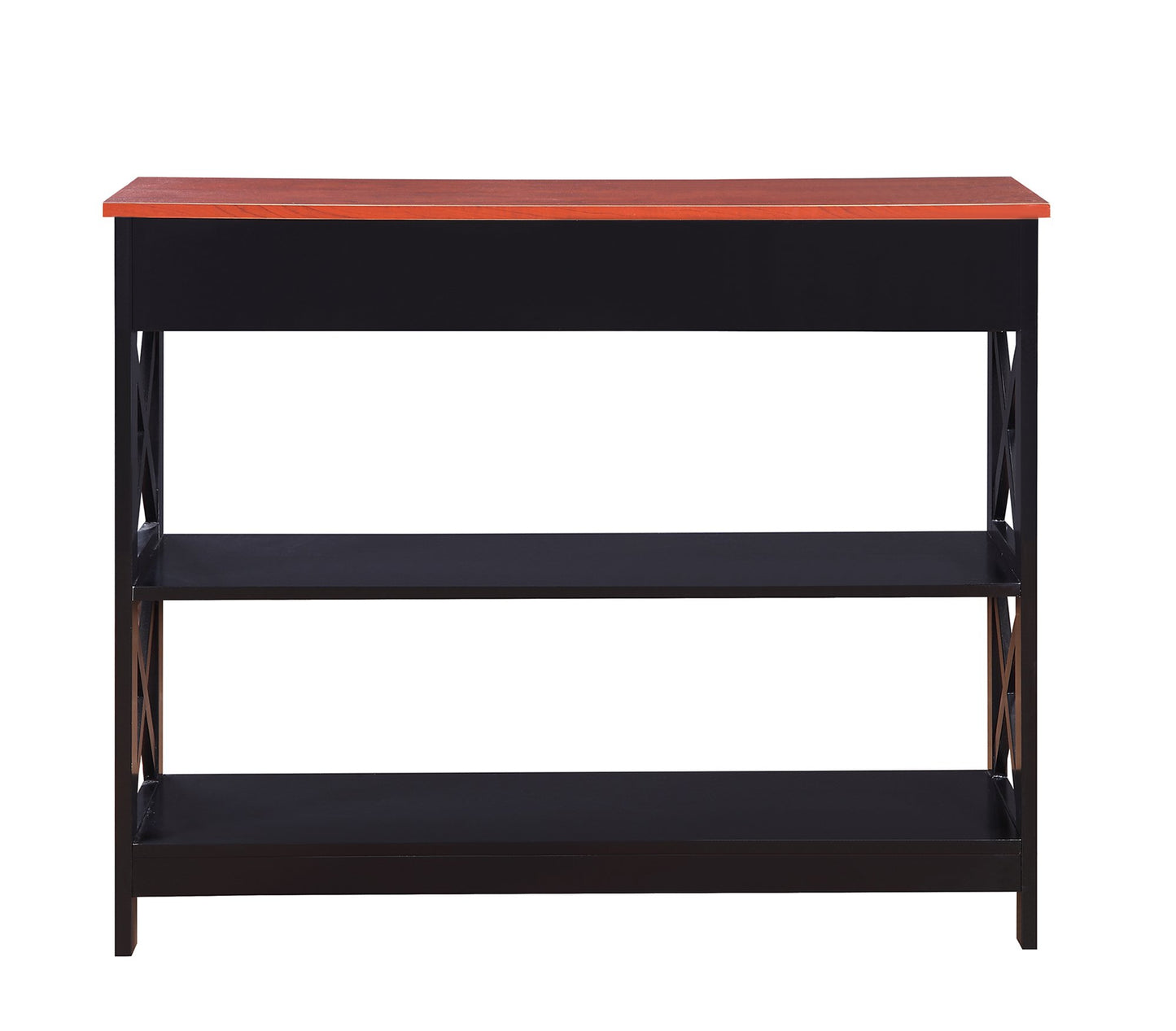 Convenience Concepts Oxford 1 Drawer Console Table with Shelves, Cherry/Black