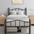 Blbeed Metal Twin Bed Frames, Noise-Free Design & Underbed Storage Heavy Duty Bed Frames with Headboard No Box Spring Needed/Tool-Free Assembly