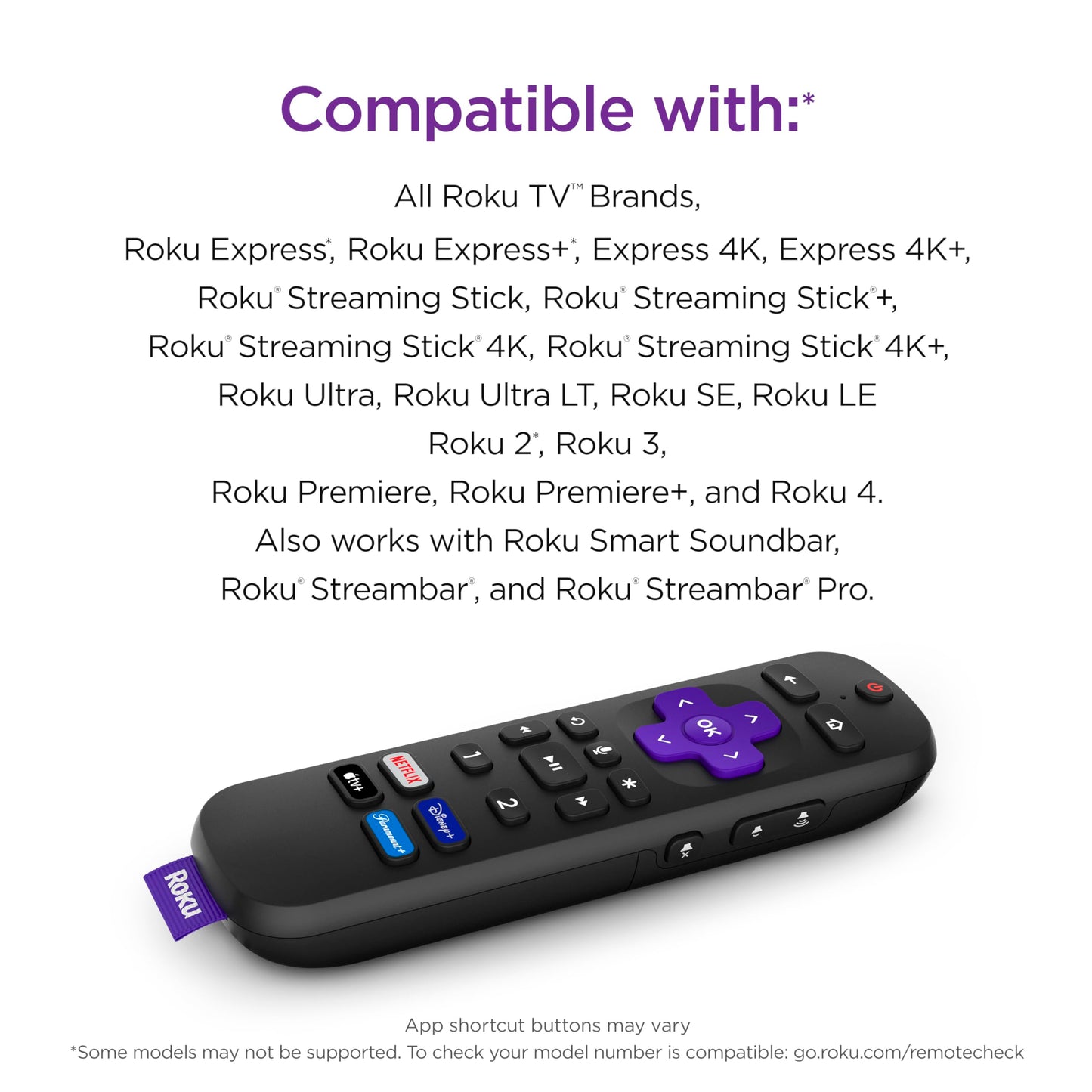 Roku Voice Remote Pro | Rechargeable TV Remote Control with Hands-free Voice Controls, Headphone Mode & Lost Remote Finder - Replacement Remote Compatible with Roku TV, Roku Players, & Roku Audio
