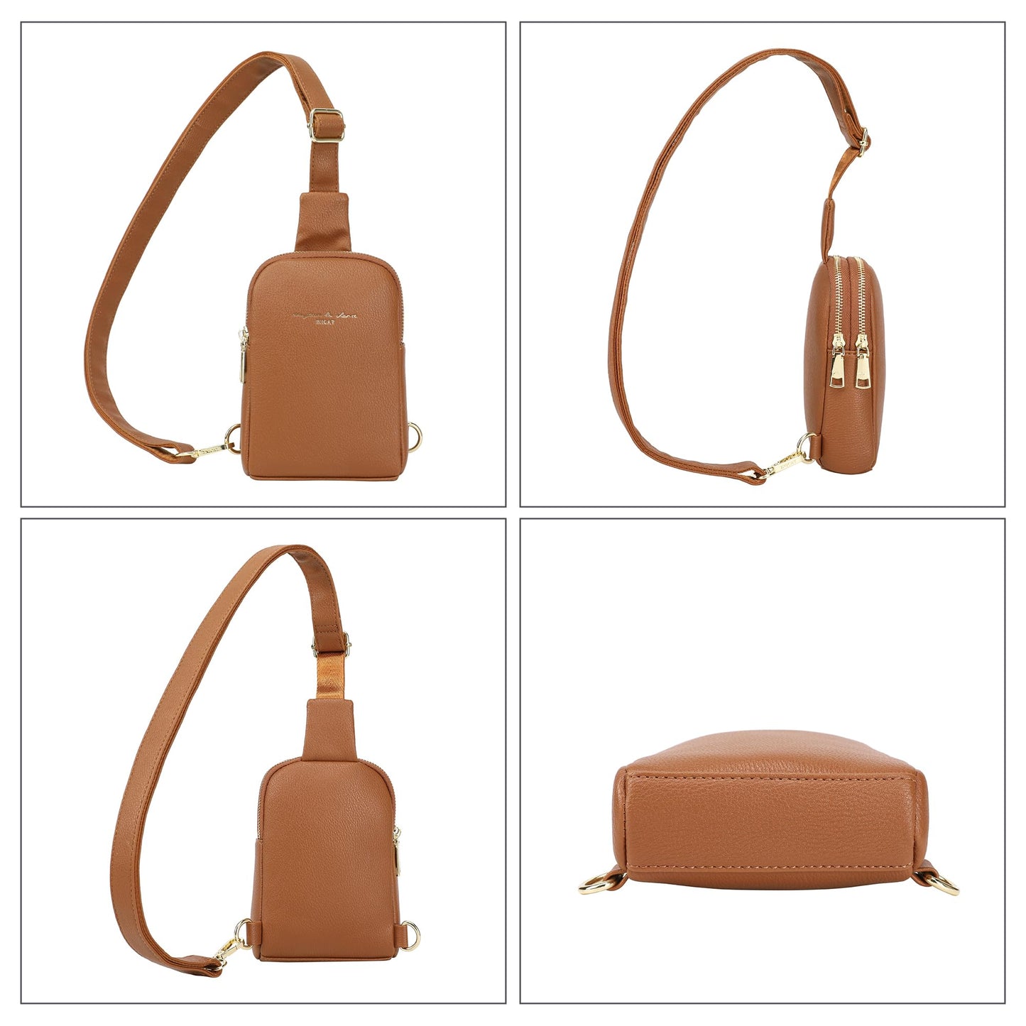 INICAT Travel Small Crossbody Sling Bags Valentines Day Gifts Women Her Cross Body Purses Vegan Leather Birthday(Brown)