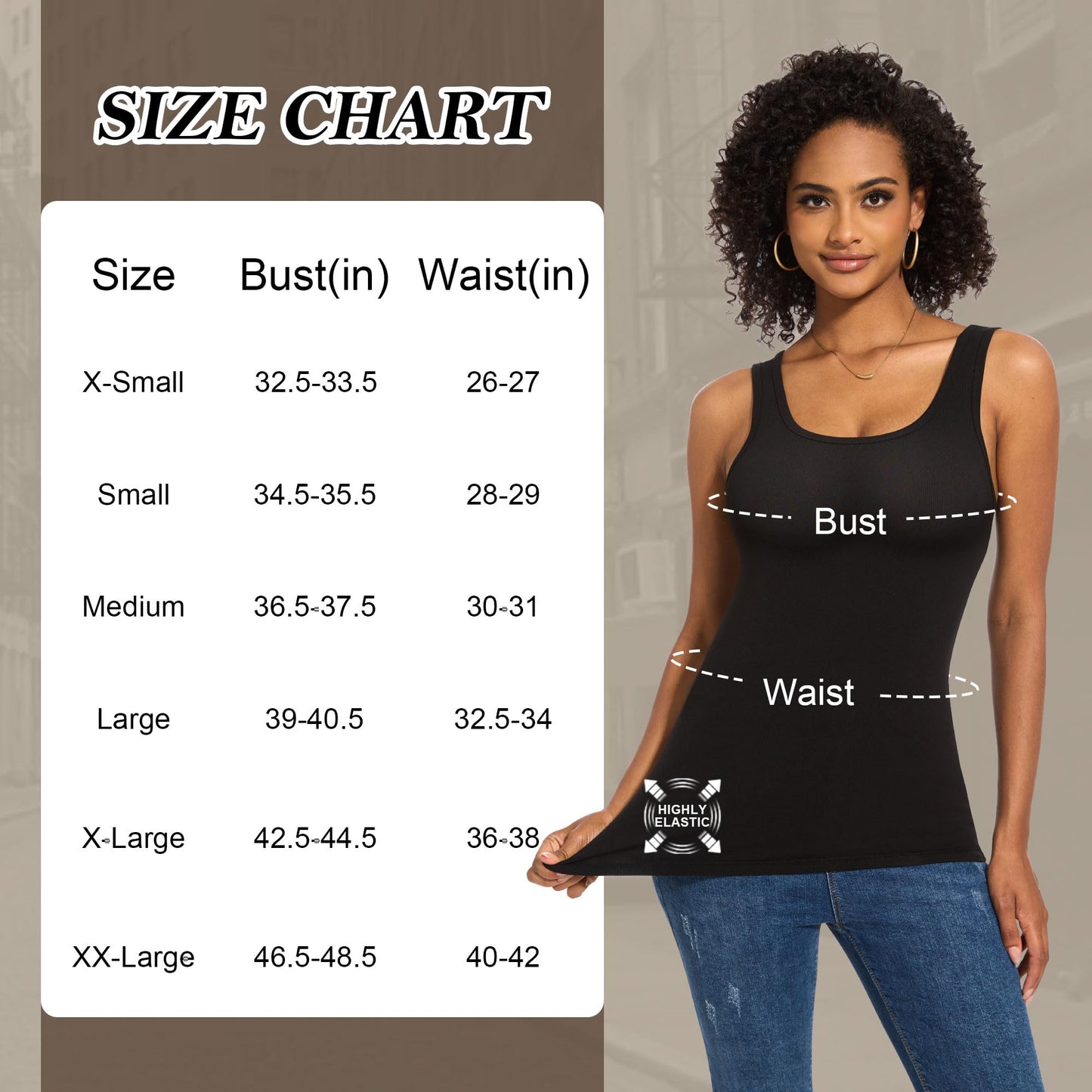 TVKSOM 5 Pack Tank Tops for Women Scoop Neck Sleeveless Undershirt Casual Basic Fitted Stretchy Tank Top Tee Shirts