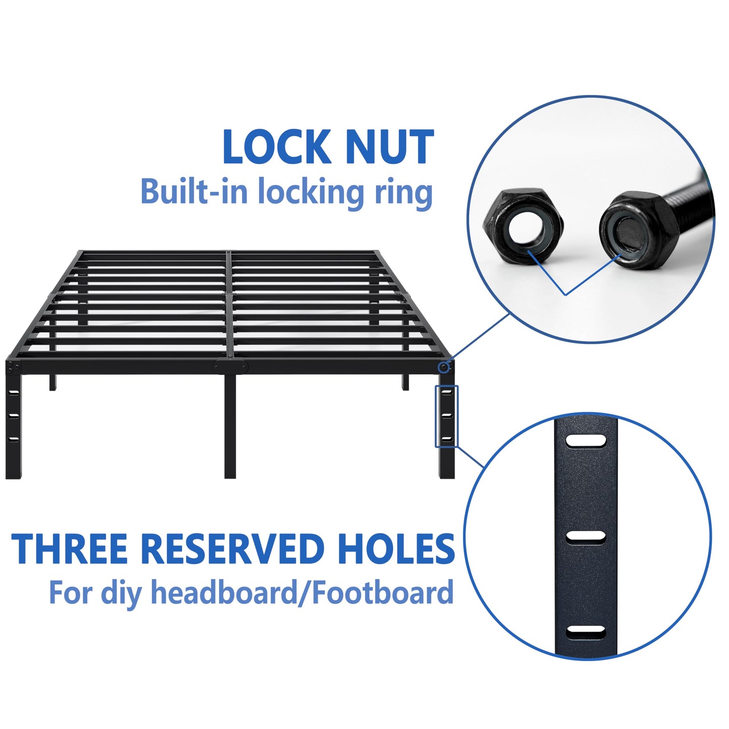 NEW JETO Metal Bed Frame,Twin Size Bed Frame with Storage Space,Heavy Duty Sturdy Mattress Foundation,Easy Assembly,No Box Spring Needed, Black,14 Inch,Twin