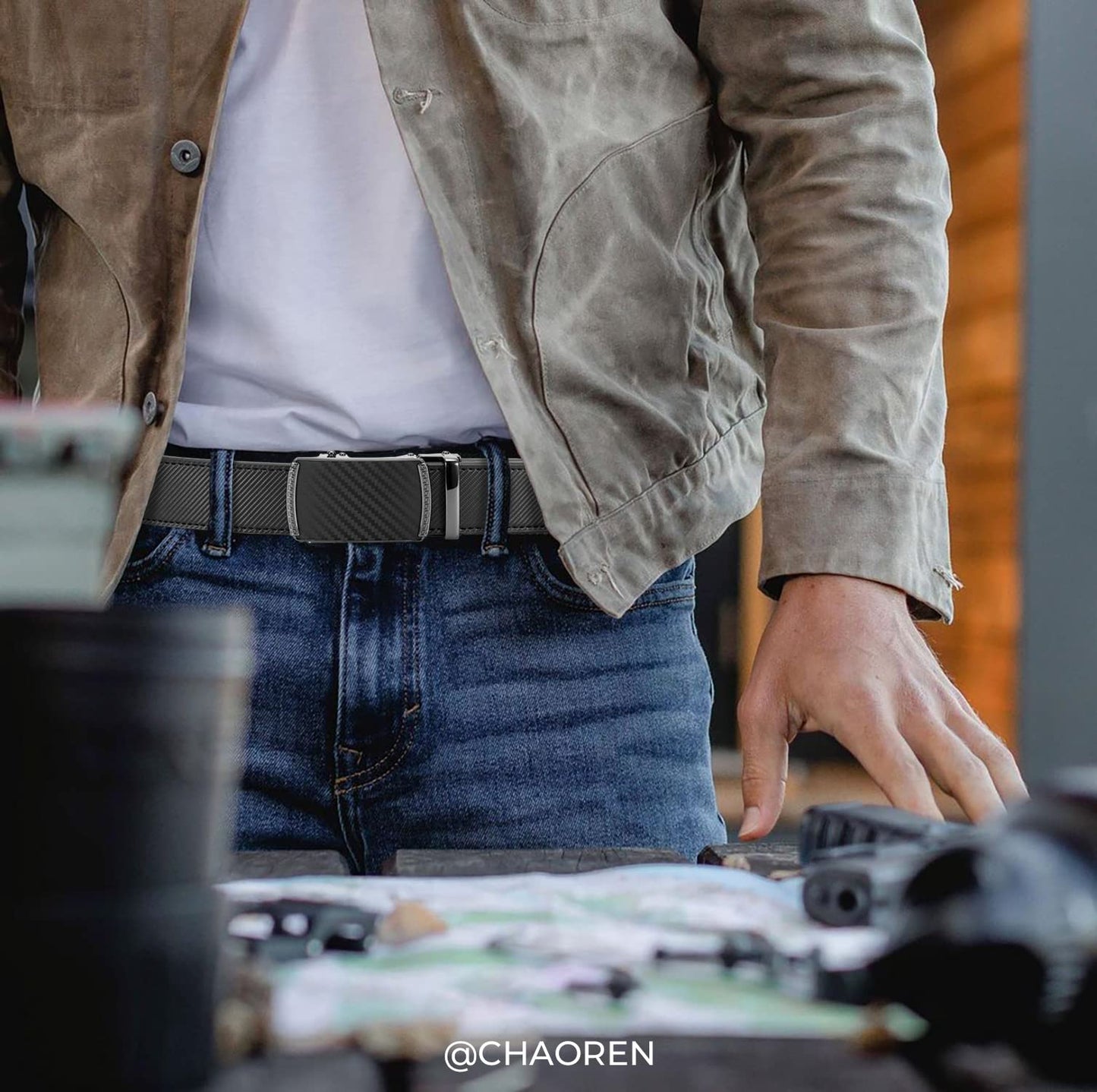 CHAOREN Leather Ratchet Belt Men 2 Pack - Customizable Fit, Effortless Style (35mm)