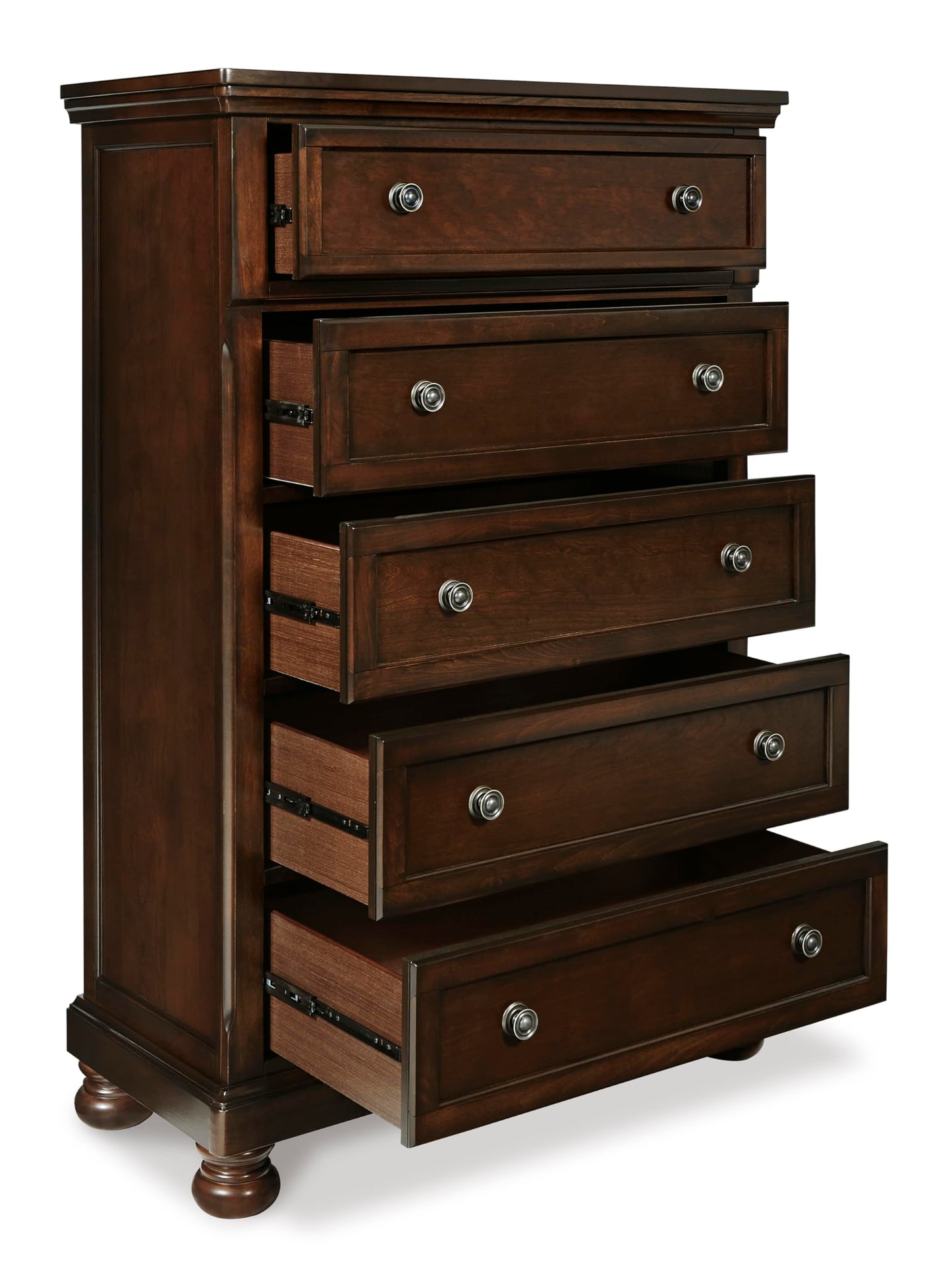 Signature Design by Ashley Porter Traditional 5 Drawer Chest of Drawers, Dark Brown