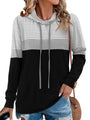 Angerella Women's Color Block Hoodies Fall Long Sleeve Sweatshirt Casual Drawstring Pullover Tops Striped Shirts Black L